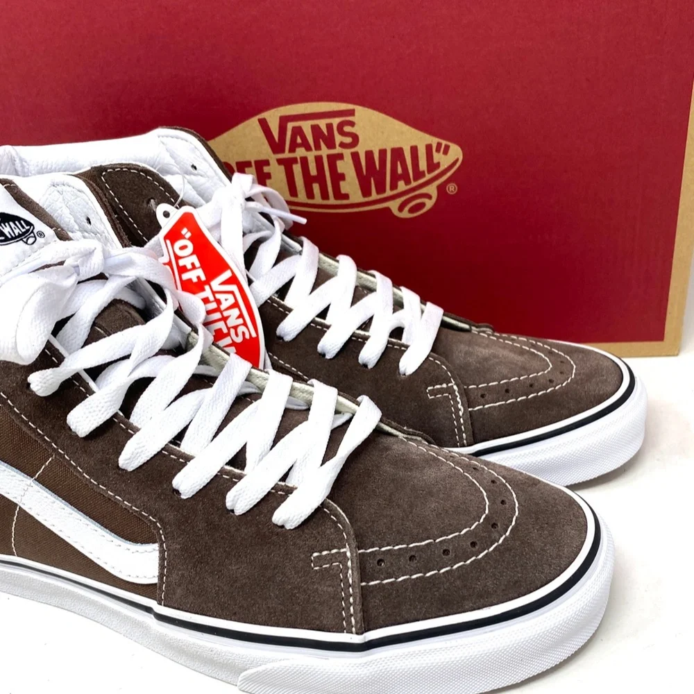 VANS Sk8-Hi Casual Shoe Suede Canvas Skate Sneaker Brown White Women VN0A5JMJ8EE - Picture 8 of 10